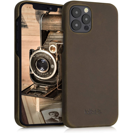 Kalibri Σκληρή Δερμάτινη Θήκη Apple iPhone 12 / 12 Pro - Smooth Genuine Leather Hard Case - Brown (52750.05)