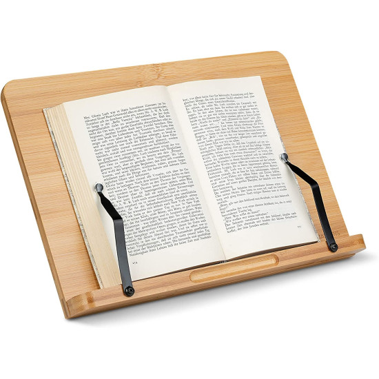 Navaris Bamboo Book Stand - Ρυθμιζόμενη Βάση Ανάγνωσης Βιβλίου / iPad / Tablet / eReader από Μπαμπού - 33 x 24cm - Brown (52801.2)