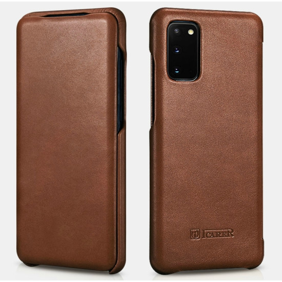 iCarer Vintage Series Curved Edge - Δερμάτινη Θήκη Samsung Galaxy S20 - Brown (RS992012-BN)