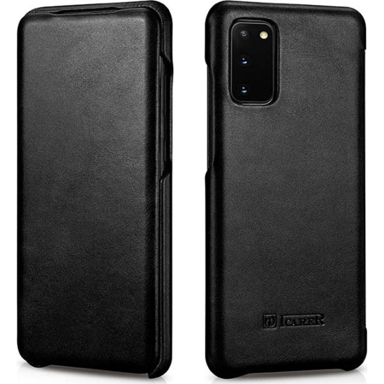 iCarer Vintage Series Curved Edge - Δερμάτινη Θήκη Samsung Galaxy S20 - Black (RS992012-BK)