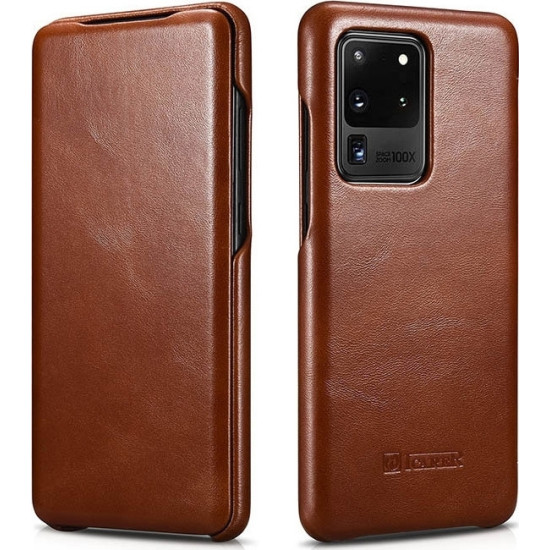 iCarer Vintage Series Curved Edge - Δερμάτινη Θήκη Samsung Galaxy S20 Ultra - Brown (RS992008-BN)