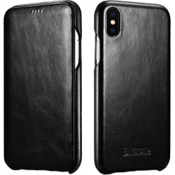 iCarer Vintage Series Curved Edge Folio - Δερμάτινη Θήκη iPhone XS Max - Black (RI902-BΚ)
