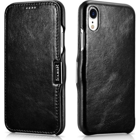 iCarer Vintage Series Side-Open Δερμάτινη Θήκη iPhone XR - Black (RI903-BK)