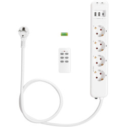 Navaris Remote Control Power Strip - Πολύπριζο με 4 Υποδοχές με Τηλεχειριστήριο και 2 x USB-A / 1x Type-C - White (53169.02)