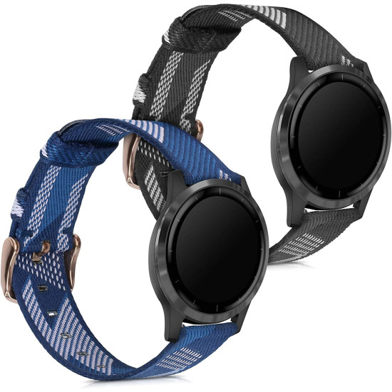 KW Nylon Λουράκια Garmin Vivoactive 4 - Grey / Blue - 2 Τεμάχια (53260.01)