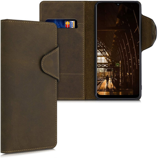 Kalibri Δερμάτινη Suede Θήκη Πορτοφόλι Samsung Galaxy A30s - Brown (53281.05)