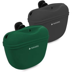 Navaris Θήκη Τροφής Εκπαίδευσης Σκύλων με Clip Ζώνης - Soft Treat Pouch for Dog Walks - 2 Τεμάχια - Green / Grey (51332.04)