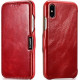 iCarer Vintage Series Side-Open Δερμάτινη Θήκη iPhone XR - Red (RI903-RD)