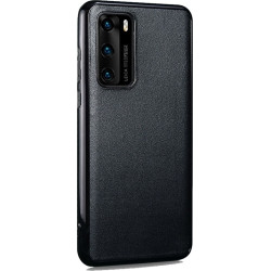 iCarer Grained Series Δερμάτινη Smart Flip Θήκη Huawei P40 - Black (XHP40003-BK)