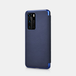 iCarer Grained Series Δερμάτινη Smart Flip Θήκη Huawei P40 - Blue (XHP40003-BU)