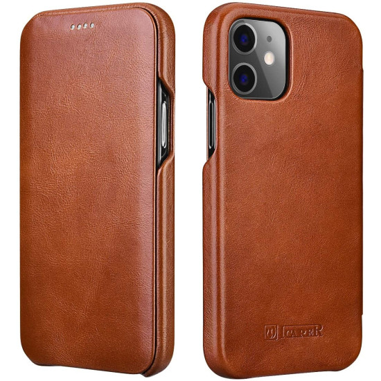 iCarer Vintage Series Curved Edge - Δερμάτινη Θήκη Apple iPhone 12 mini - Brown (RIX1203-BN)
