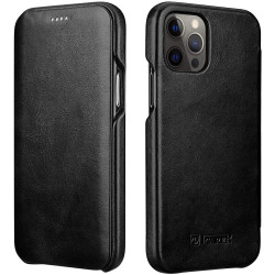 iCarer Vintage Series Curved Edge - Δερμάτινη Θήκη Apple iPhone 12 Pro Max - Black (RIX1202-BK)