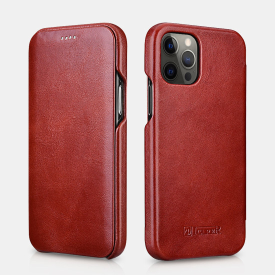 iCarer Vintage Series Curved Edge - Δερμάτινη Θήκη Apple iPhone 12 / 12 Pro - Red (RIX1201-RD)