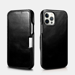 iCarer Vintage Series Side-Open Δερμάτινη Θήκη Apple iPhone 12 / 12 Pro - Black (RIX1210-BK)