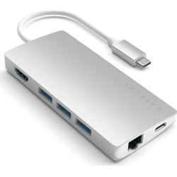 Satechi Type-C USB 4K Multiport Adapter Hub V2 - Mε 1x USB Type-C / 3x USB 3.0 / 1x HDMI / 1x Micro SD / SD / 1x Ethernet - Silver (ST-TCMA2S)