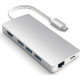 Satechi Type-C USB 4K Multiport Adapter Hub V2 - Mε 1x USB Type-C / 3x USB 3.0 / 1x HDMI / 1x Micro SD / SD / 1x Ethernet - Silver (ST-TCMA2S)