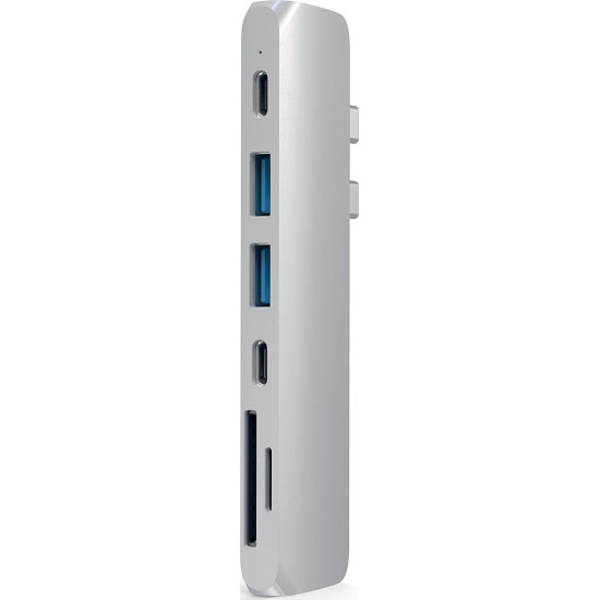 Satechi Type-C Pro Hub Αντάπτορας για Macbook - Με 2x Type-C / 1x 4K HDMI / 1x Type-C PD / 2x USB-A / 1x Type-C 5 Gbps / 1x microSD - Silver (ST-CMBPS)