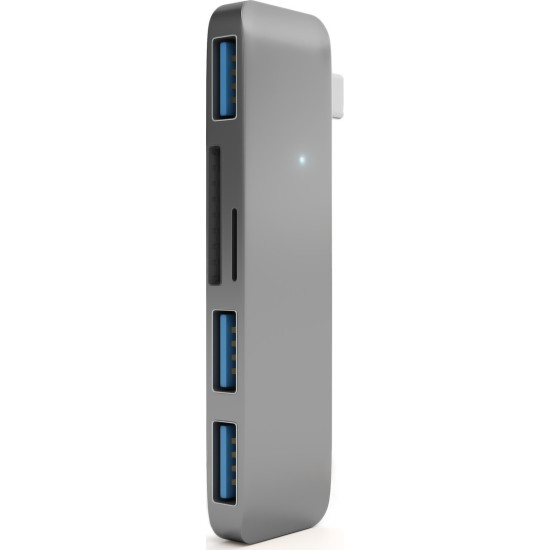 Satechi Αντάπτορας Type-C Passthrough Hub για Macbook 12"- Με 2x USB-A / 1x Type-C / 1x SD & Micro SD - Space Gray (ST-TCUPM)
