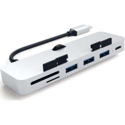 Satechi Αντάπτορας Type-C Clamp Hub Pro για iMac - Με 3x USB-A / 1x Type-C / 1x SD & Micro SD - Silver (ST-TCIMHS)