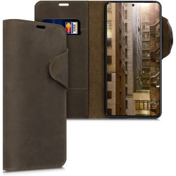 Kalibri Δερμάτινη Suede Θήκη Πορτοφόλι Samsung Galaxy S21 Plus 5G - Brown (54072.05)