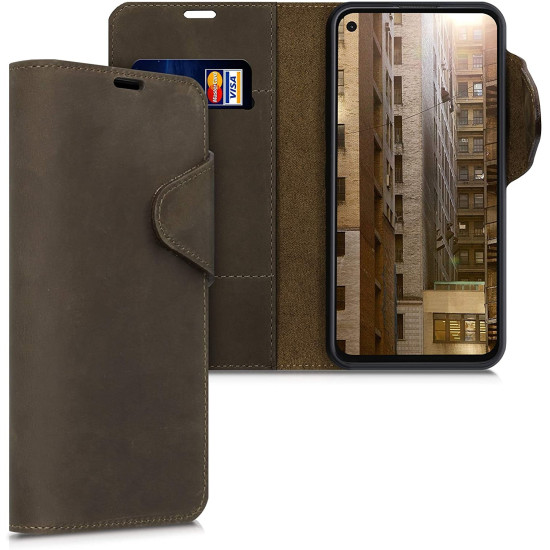 Kalibri Δερμάτινη Suede Θήκη Πορτοφόλι Google Pixel 4a - Brown (54149.05)