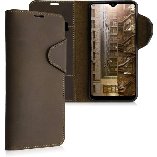 Kalibri Δερμάτινη Suede Θήκη Πορτοφόλι Samsung Galaxy A20s - Brown (54157.05)