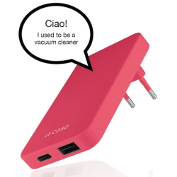 Le Cord Recycled Foldable Quick Charger - Ταχυφορτιστής Ταξιδιού με USB-A x1 / Type-C x1 - 18W - New Coral (LC1430)