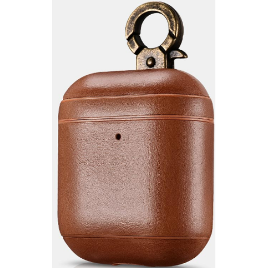 iCarer Vintage Δερμάτινη Θήκη με Γάντζο για Apple AirPods 2nd Gen / 1st Gen - Brown (IAP032-BN)