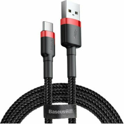 Baseus Καλώδιο Φόρτισης και Μεταφοράς Δεδομένων USB σε Type-C 200cm - 2Α - Red / Black (CATKLF-C91)