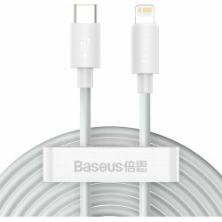 Baseus Simple Wisdom Καλώδιο Φόρτισης και Μεταφοράς Δεδομένων Type-C σε Lightning - 150cm - 20W - White - 2 Τεμάχια (TZCATLZJ-02)