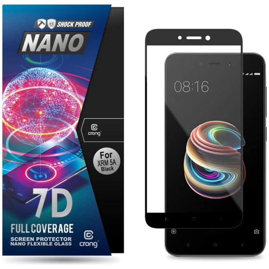 Crong 7D Nano Flexible Glass - Fullface Αντιχαρακτικό Υβριδικό Γυαλί Οθόνης Xiaomi Redmi 5A - Black - 0.3mm (CRG-7DNANO-XR5A)