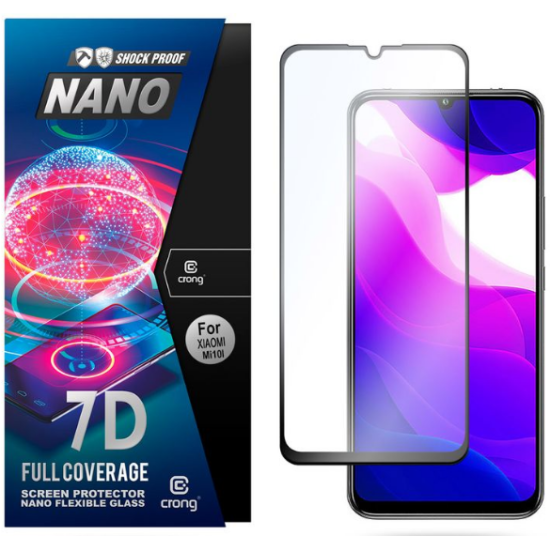 Crong 7D Nano Flexible Glass - Fullface Αντιχαρακτικό Υβριδικό Γυαλί Οθόνης Xiaomi Mi 10 Lite - Black - 0.3mm (CRG-7DNANO-XMI10L)