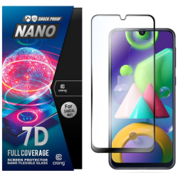 Crong 7D Nano Flexible Glass - Fullface Αντιχαρακτικό Υβριδικό Γυαλί Οθόνης Samsung Galaxy M21 - Black - 0.3mm (CRG-7DNANO-SGM21)