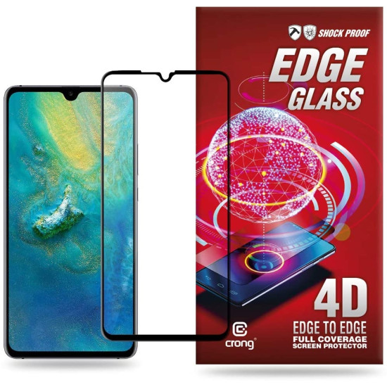 Crong Edge Glass Full Glue - Fullface Tempered Glass Αντιχαρακτικό Γυαλί Οθόνης Huawei Mate 20 - Black (CRG-GLEDGE-HM20)