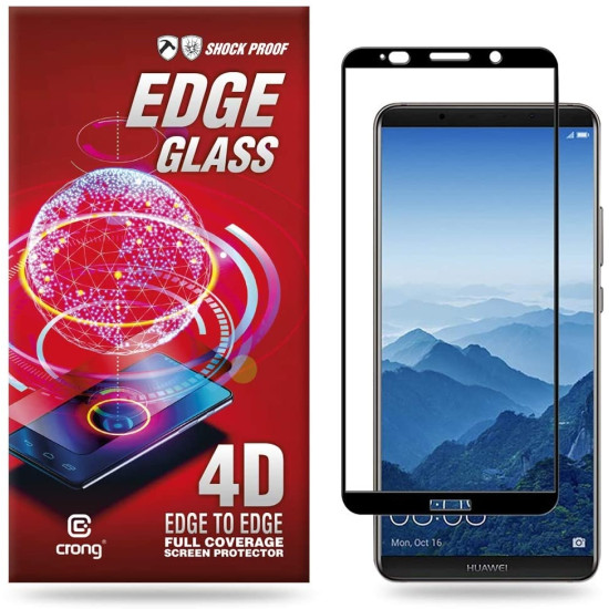 Crong Edge Glass Full Glue - Fullface Tempered Glass Αντιχαρακτικό Γυαλί Οθόνης Huawei Mate 10 - Black (CRG-GLEDGE-HM10)