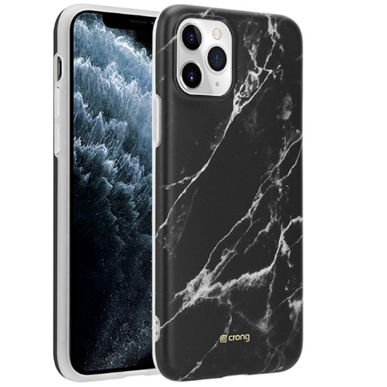Crong Marble Θήκη Σιλικόνης Apple iPhone 11 Pro - Black (CRG-MRB-IP11P-BLK)