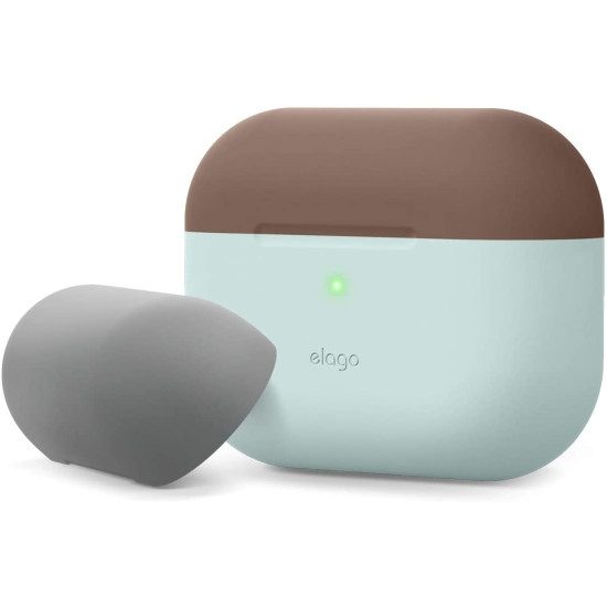 Elago AirPods Pro DUO Case - Θήκη Με Διπλό Καπάκι AirPods Pro 1st Gen - Dark Brown / Mint / Gray (EAPPDO-MT-DBRMGY)