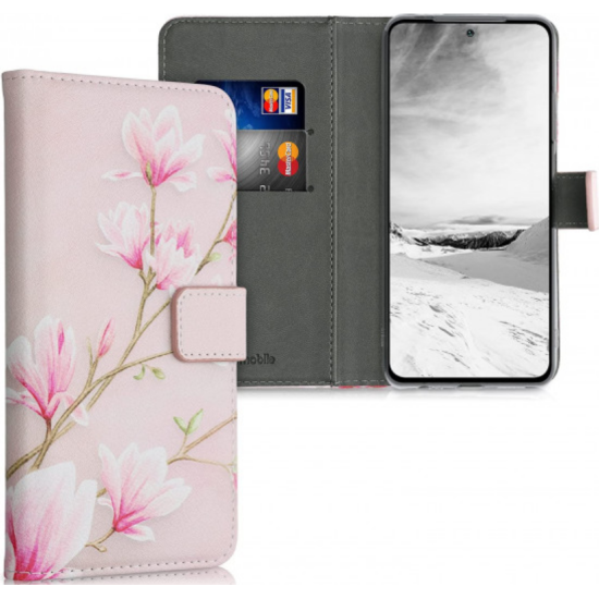 KWmobile Θήκη - Πορτοφόλι Xiaomi Redmi Note 10 / Note 10S - Magnolias / Pink / White / Dusty Pink (54550.01)
