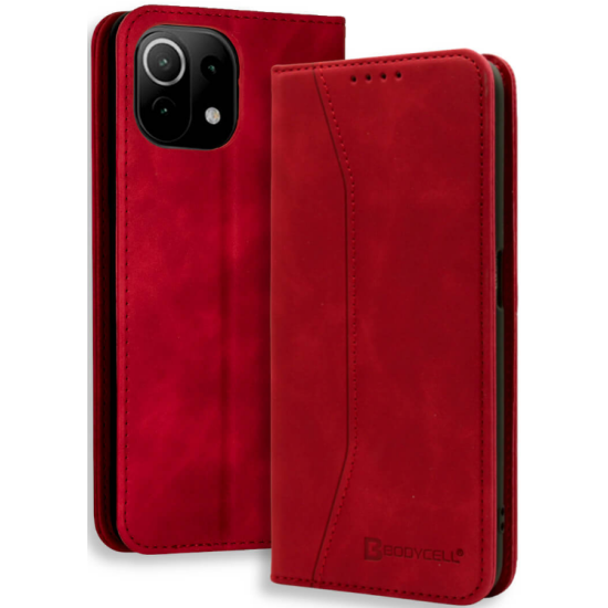 Bodycell Θήκη - Πορτοφόλι Xiaomi 11 Lite 5G NE / Mi 11 Lite - Red (5206015063381)