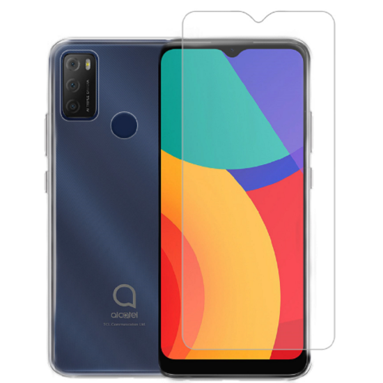 Vivid Σετ Διάφανη Θήκη Σιλικόνης & Tempered Glass - Alcatel 1S 2021 - Transparent (VIGELLY188GLASSTN)