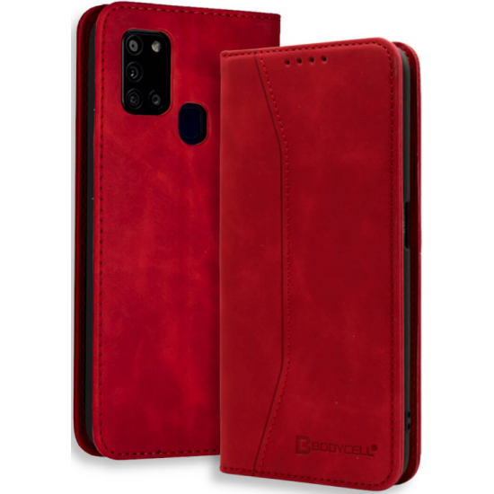 Bodycell Θήκη - Πορτοφόλι Samsung Galaxy A21s - Red (5206015057960)