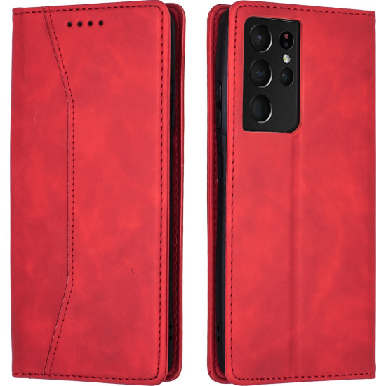 Bodycell Θήκη - Πορτοφόλι Samsung Galaxy S21 Ultra 5G - Red (5206015058868)