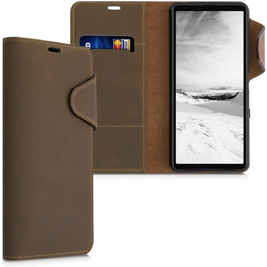 Kalibri Δερμάτινη Suede Θήκη Πορτοφόλι Sony Xperia 10 III / Brown (55714.05)