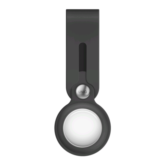 Uniq Vencer Loop - Σετ Θήκη / Μπρελόκ Premium Σιλικόνης και Μεμβράνη Προστασίας Apple AirTag 2 / 1 - Charcoal Dark Grey (UNIQ-AIRTAG-VENDGRY)
