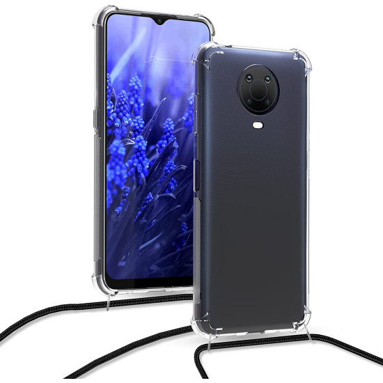 KWmobile Διάφανη Θήκη Σιλικόνης με Λουράκι Λαιμού - Nokia G20 / G10 - Transparent / Black (55598.03)