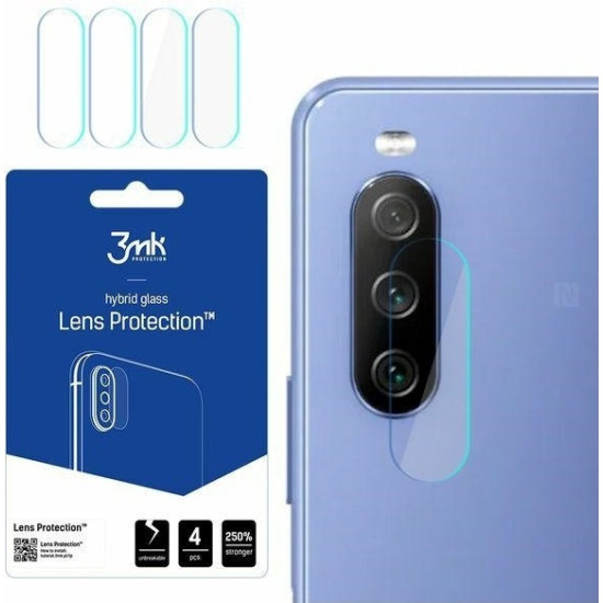 3MK Hybrid Glass Camera Protector - Αντιχαρακτικό Υβριδικό Προστατευτικό Γυαλί για Φακό Κάμερας Sony Xperia 10 III - 4 Τεμάχια (5903108386937)