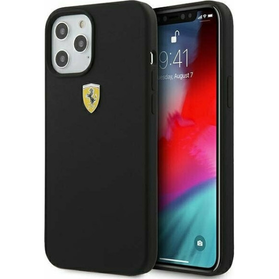 Ferrari On Track Collection with Microfiber - Θήκη Σιλικόνης Apple iPhone 12 Pro Max - Black (FESSIHCP12LBK)