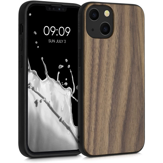 KWmobile Σκληρή Ξύλινη Θήκη με TPU Bumper - Apple iPhone 13 - Walnut / Dark Brown (55954.18)