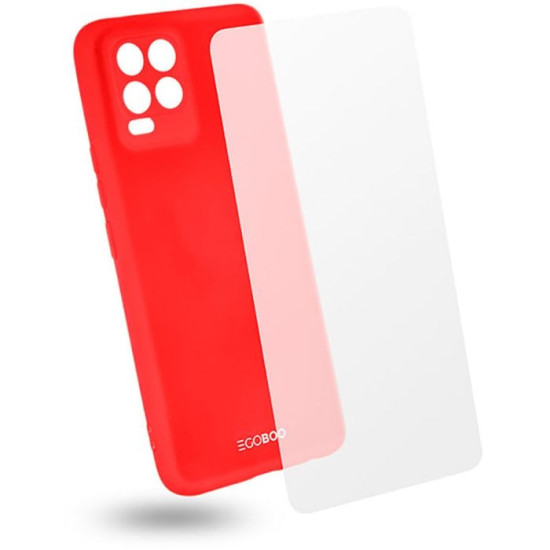 Egoboo Σετ Tempered Glass & Rubber Θήκη Σιλικόνης Realme 8 / 8 Pro - Coral (R8TPUCORALGL)