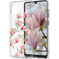 KWmobile Θήκη Σιλικόνης Samsung Galaxy A02s - Magnolias / Pink / White / Transparent (54046.02)